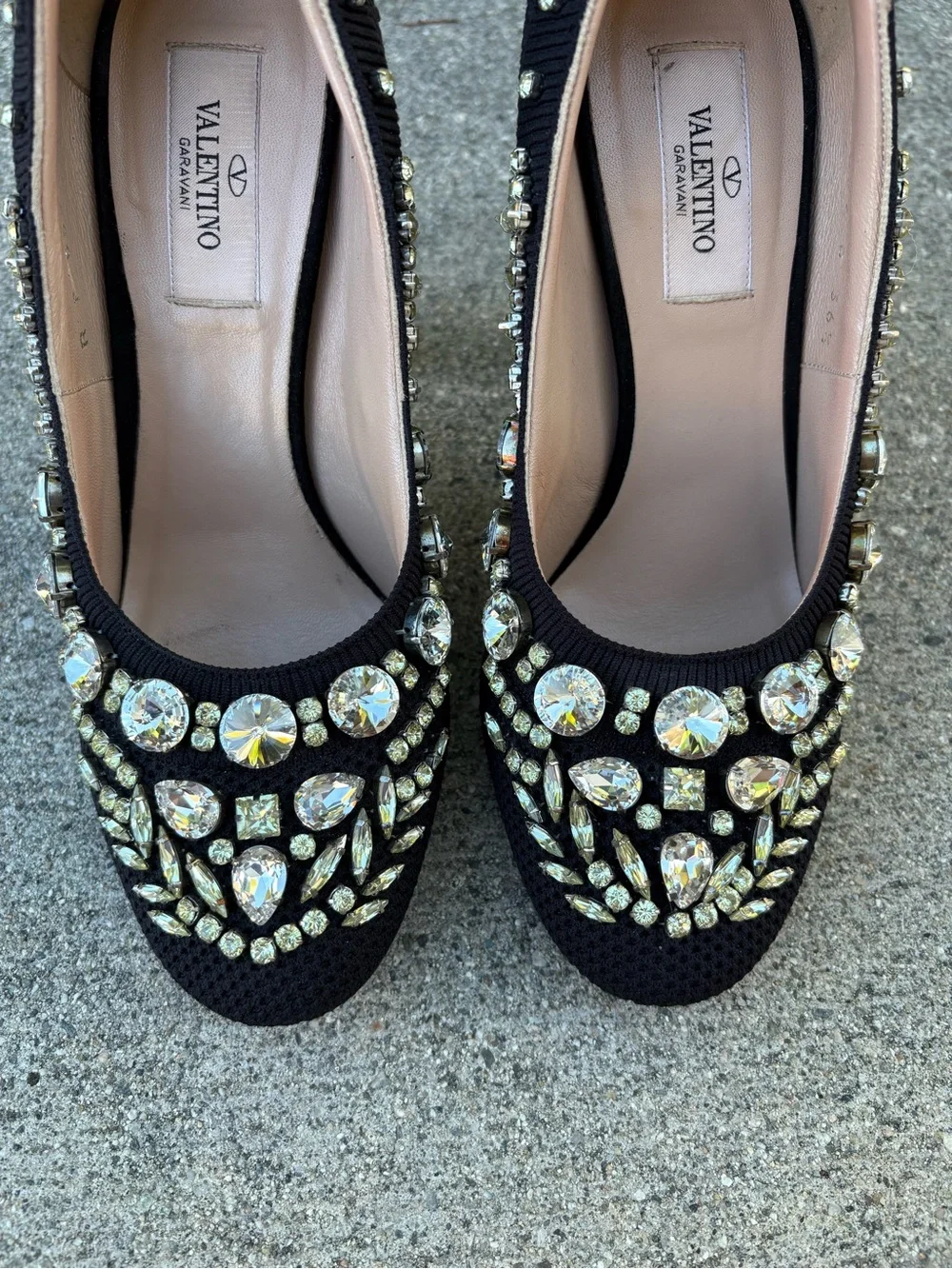 Valentino mesh and crystal embellished lucite high heel pumps size 36.5